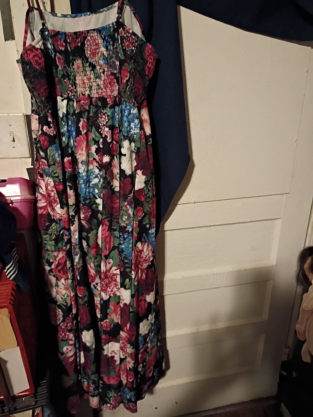 2XU Black Floral Maxi Dress with Pink, Blue and White Blooms